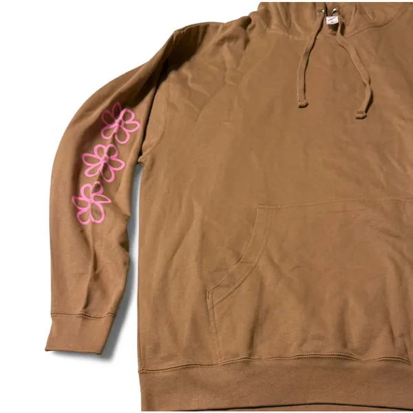 Brown Skeleton Graphic Hoodie with Pink Print – XL - Image 3