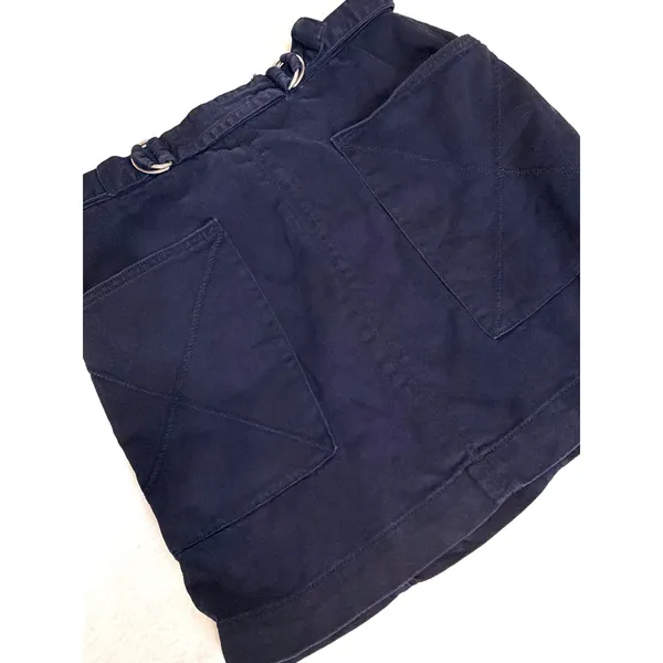 Pilcro Anthropologie Sz 6 Navy Paperbag Mini Skirt Belted Pockets Patch Pockets - Image 3