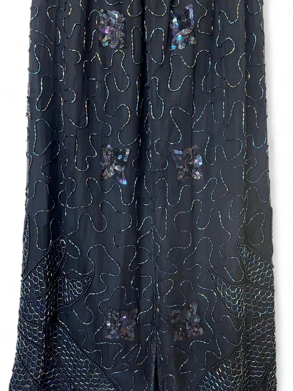 Women’s Black Beaded Midi Skirt Size Small Whimsical Fairy Goth Mermaidcore - Image 6