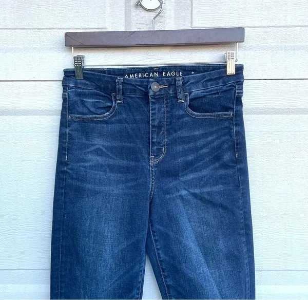 AEO American Eagle Womens Jeans Curvy High Hi Rise Jegging Blue Denim Stretch 6 - Image 4