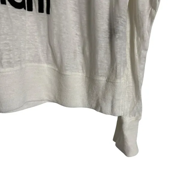 Isabel Marant White 100% Linen Graphic Logo Long Sleeve Knit Shirt Size Medium - Image 8
