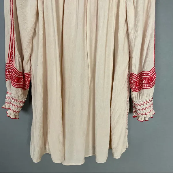Free People‎ Wind Willow Embroidered Tunic Shift Mini Dress Size Small Tassels - Image 10