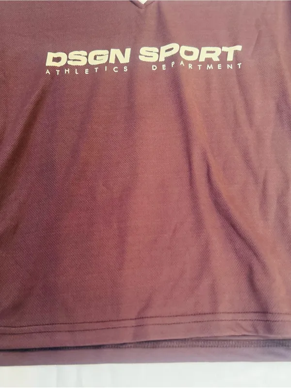 Boohoo DSGN SPORT Brown Athletic Football, V-Neck Top with Cream Trim - Image 5