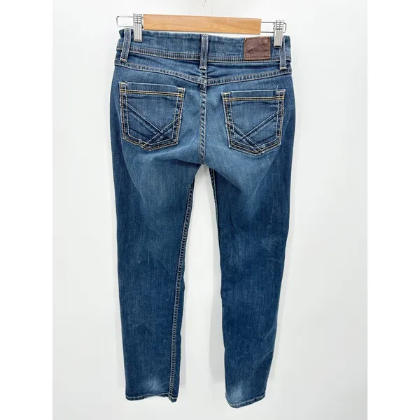 BKE Denim Kate Straight Leg Dark‎ Wash Blue Jeans Womens Size 25 x 29.5 Short - Image 2