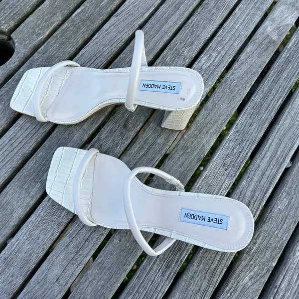New Steve‎ Madden Lilah White Croc Block Heel Slide Sandals size 10 - Image 4