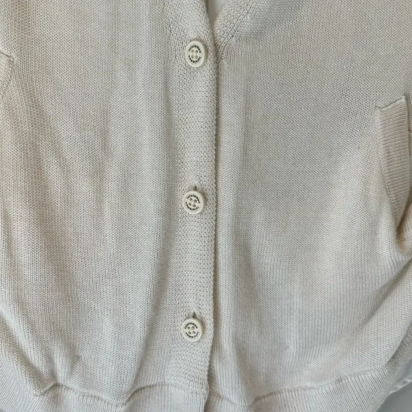 Lululemon Athletica Knit Button Down Cardigan Front & Blouse Back‎ Beige White - Image 6