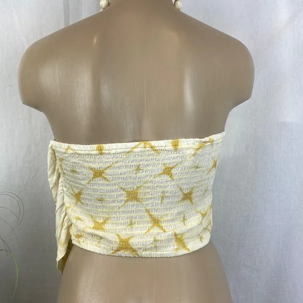 Aerie Ivory Print Sleeveless Handkerchief Asymmetric Crop Top XL - Image 3