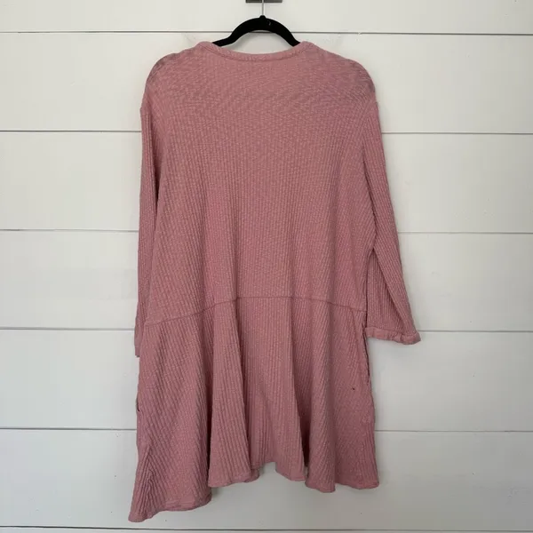 Free People Women’s Medium Pink Ribbed Blossom Shirt Dress - Image 3