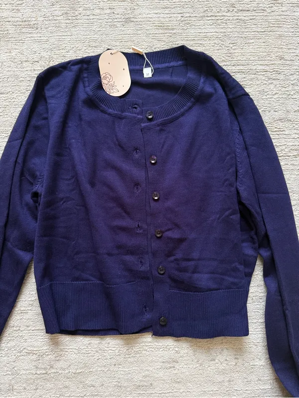SHEIN Navy Button-Up Cardigan (Size Medium) - Image 3