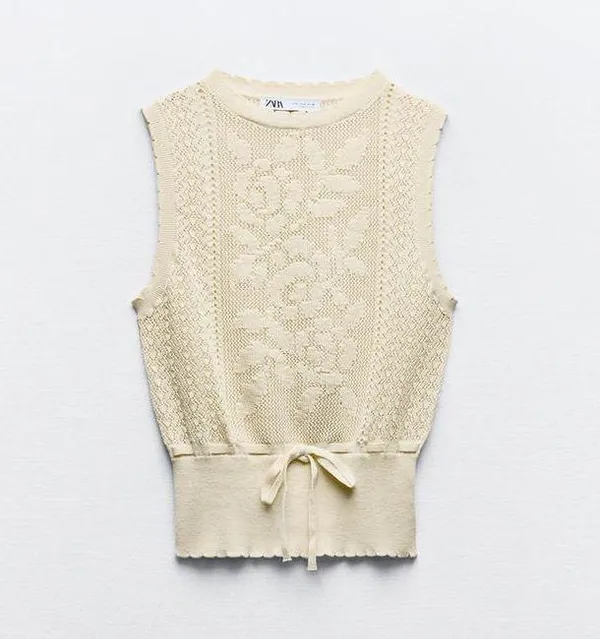 ZARA NWT Ecru ROMANTIC KNIT TOP. Size Large NWT Ecru ROMANTIC KNIT TOP. Size Large - Image 4