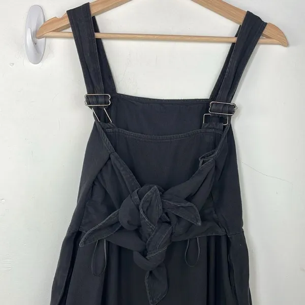 Gilli Black Jumpsuit adjustable straps back ties size Medium Cotton - Image 5