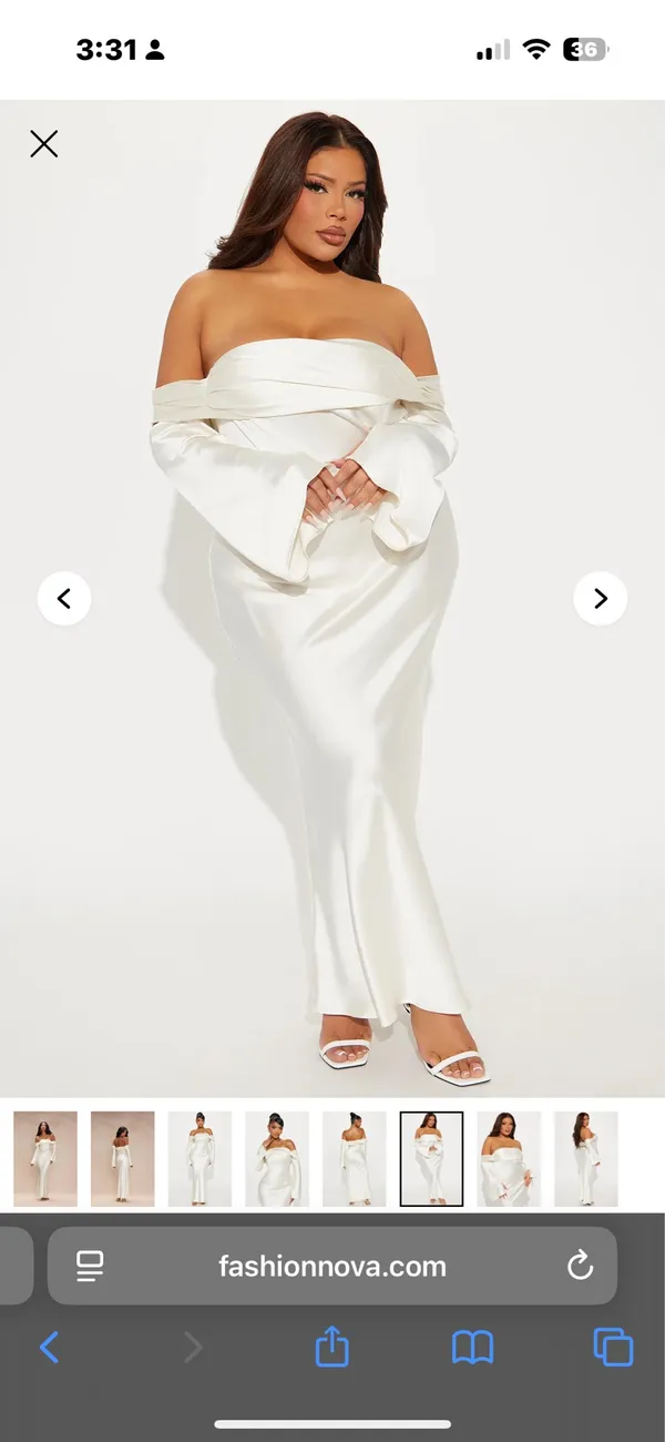 FashioNova Satin White Long Sleeve Dress - Image 5