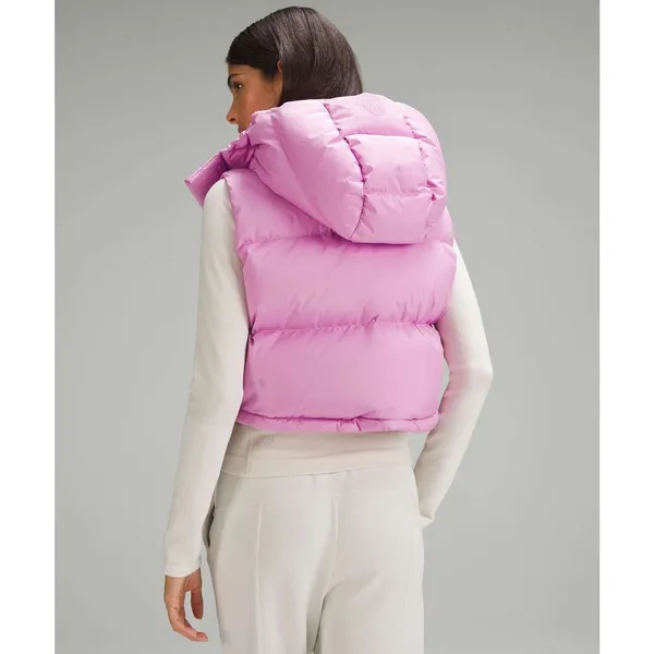 Lululemon Wunder Puff Super Cropped Vest Hooded Size 0 Dahlia Mauve Pink Outdoor - Image 2
