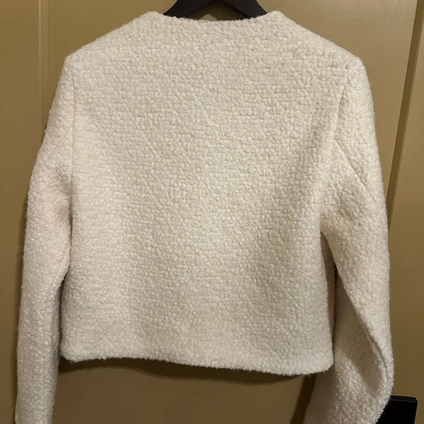 NWT Abercrombie & Fitch Collarless Boucle Wool Blend Short Jacket NWOT Size M - Image 3
