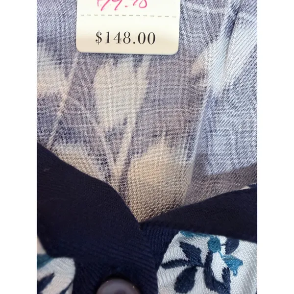 NWT‎ Anthropologie Tiny Mixed Print Button Front Midi Dress Navy M $148 - Image 10