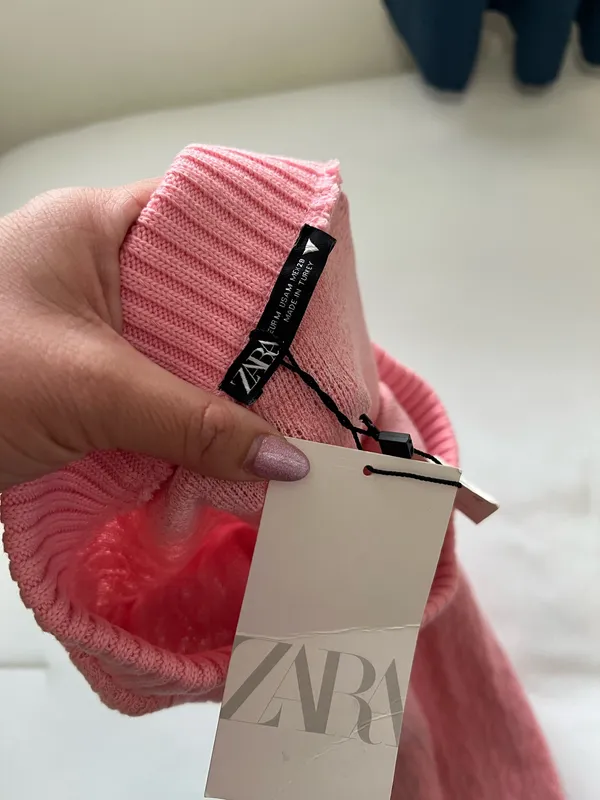 ZARA Pink Cable Knit Midi Skirt Size M High Rise Ribbed Waist Coquette Feminine - Image 4