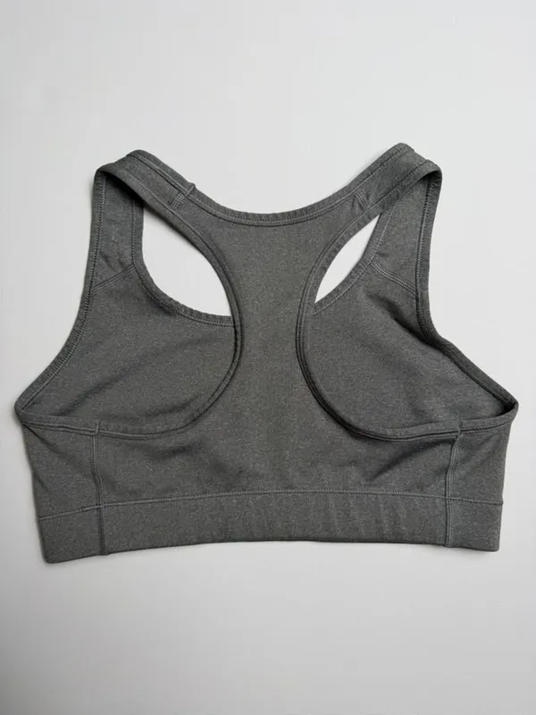 Nike Women's Gray Center Swoosh Racerback Dri-Fit Sports Bra Size M - Image 5