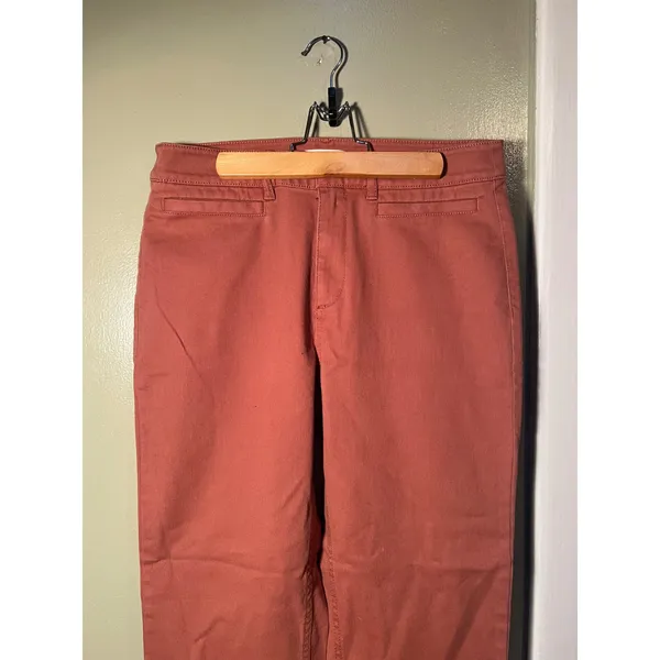 Loft Womens Size 4 Flare Wide-Leg Crop Jeans in Coral Pink Orange Stretch Cotton - Image 4