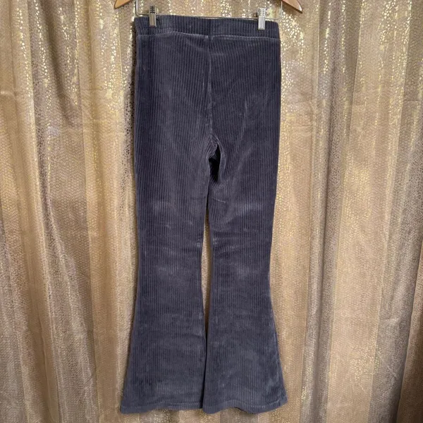Aerie Groove On Gray High Waist Velvet Ribbed Flare Lounge‎ Pants Medium - Image 2