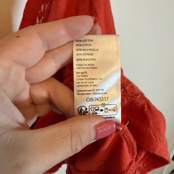 Urban Outfitters Burnt Orange Babydoll V-Neck Cropped Tank Womens M Festival - Image 3
