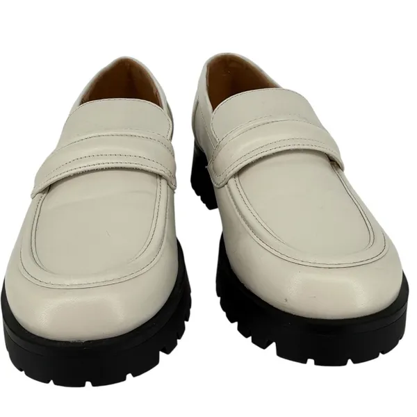 Nine West Womens Gury Slip On Chunky Lug Sole Loafers Cream Size 8.5M Y2K Preppy - Image 8