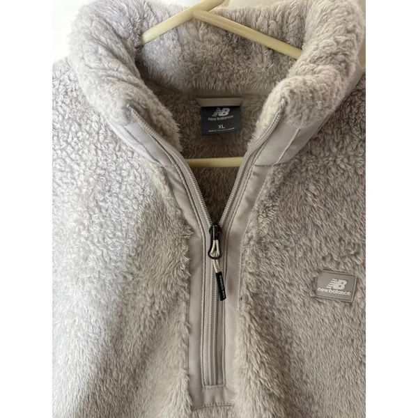 New Balance High Pile Sherpa Fleece Quarter Zip Pullover Gray Women's Size XL - Image 3