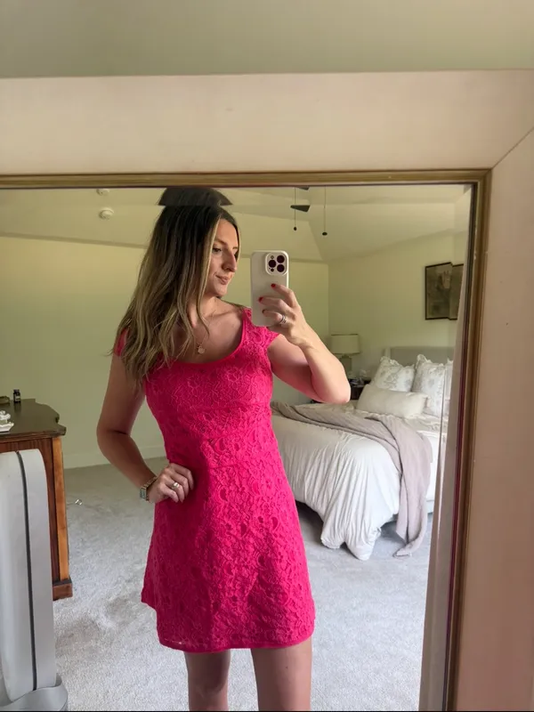 Ann Taylor vintage Pink Lace Cap-Sleeve Dress - Image 4