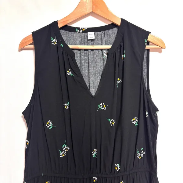 Old Navy Daisy Dress Womens L‎ Black Midi Cottage Casual Party Sundress Summer - Image 2