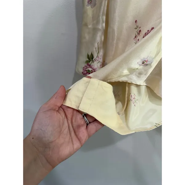 Vintage Victorias Secret Floral Satin Lace Bodysuit Cream Pink Medium - Image 4