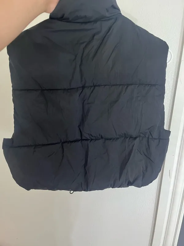 Puffer Vest Shein Cropped Black Jacket - Image 2