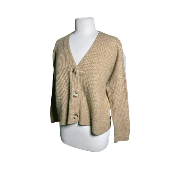 MADEWELL Women’s Preppy Rib Knit Button Up Wool Blend Cardigan - Image 4