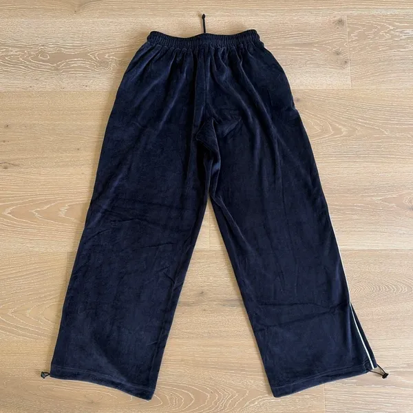 White Fox Velour Track Pants Soul Fire Size S Navy Blue White - Image 4