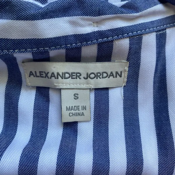 Alexander Jordan Relaxed Coastal Clean Office Siren Striped Button Top S Blue - Image 5