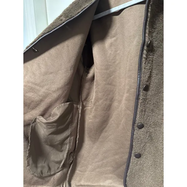 H&M Brown Faux Sherpa Snap Button Jacket S - Image 5
