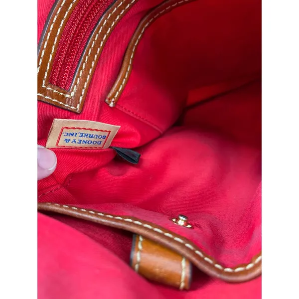 Dooney & Bourke Crossbody Bag‎ Leather Tan Brown Trim Zip Pocket Purse - Image 8