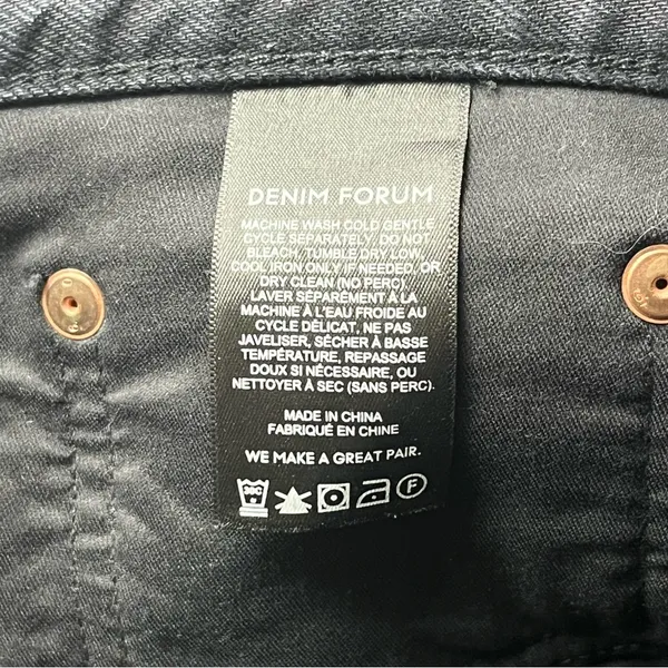 Aritzia Denim Forum The BF High Rise Loose 28L SZ 26 Black Denim Jean Button Fly - Image 11
