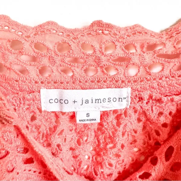 Pink Eyelet Embroidered Cropped Cami Top sz Small - Image 9