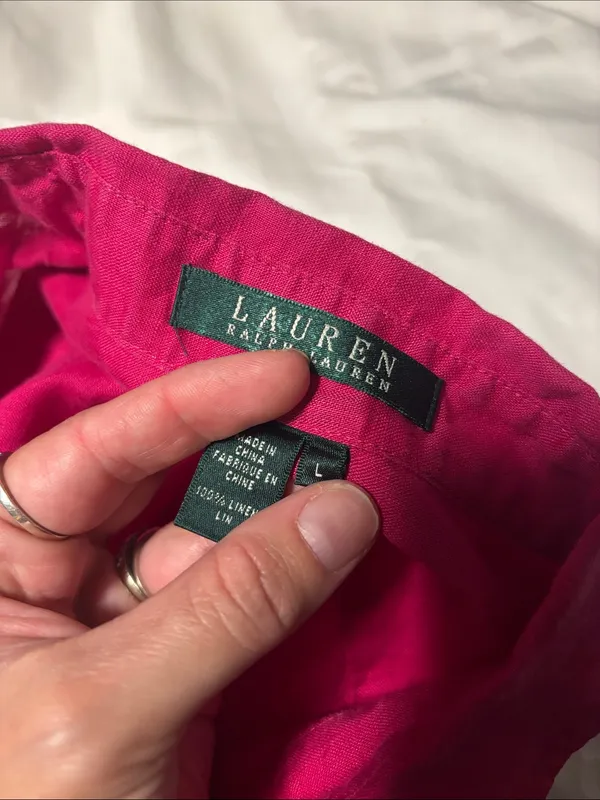 Ralph Lauren Classic Linen Button-Front Women's Shirt - Hot Pink - Image 6
