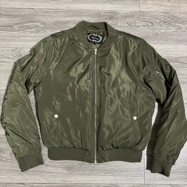Ambiance Outerwear Woman Army Green Puffer Zip‎ Up Jacket Size Large Pocket - Image 8