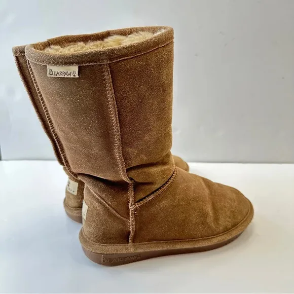 Bearpaw Emma Boots Womens Size 5 Suede Sheepskin Lined‎ Wool Blend Tan Brown - Image 3