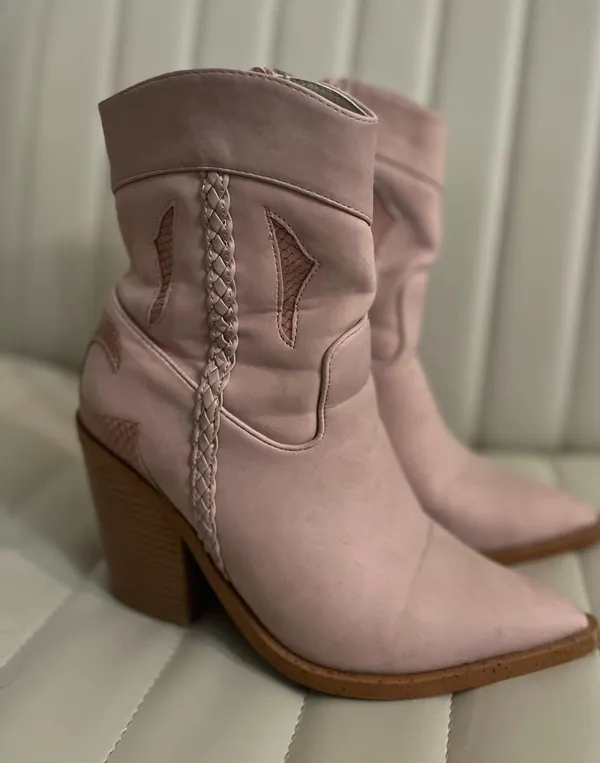 JustFab Short pink Cowgirl Boots country boots suede boots western pink mauve girly valentines shabby chic love shack fancy - Image 3