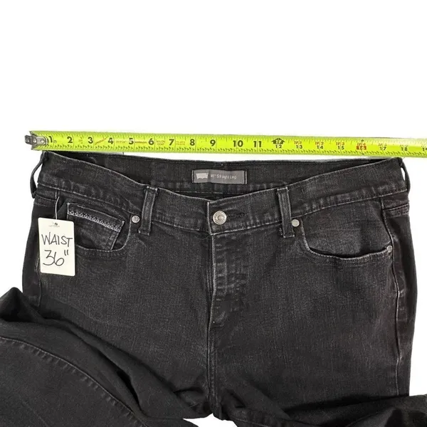 Levi’s 505 Straight Leg Contrast Stitched Black Denim Jeans Women’s Size 16M 33x - Image 4