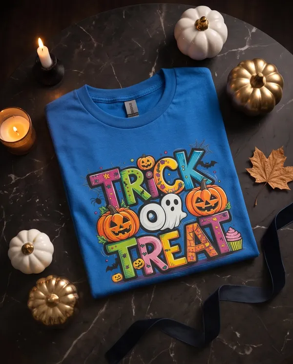 Gildan Halloween Theme- Unisex 100% Heavy Duty Cotton Sapphire Blue T Shirt XL - Image 3