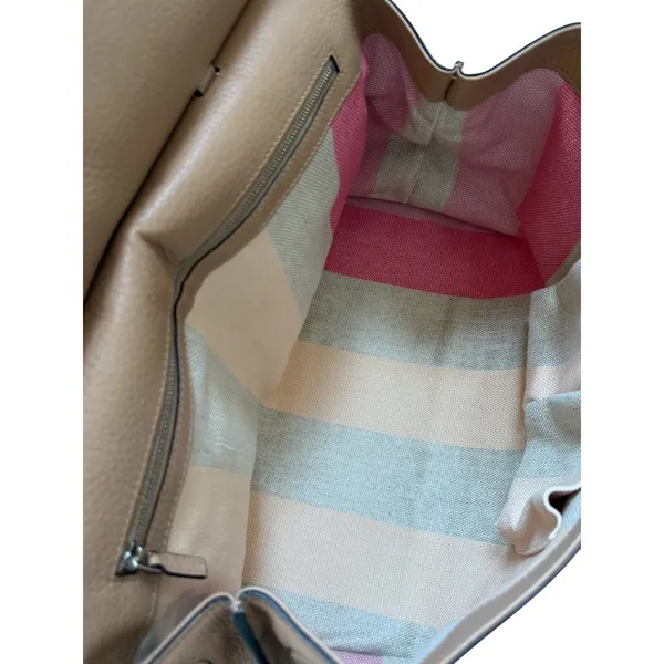 Gucci Large Bamboo Daily 370830 Camel Leather Top Handle 2Way Bag Striped Lining - Image 14