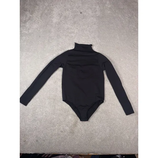 skims essential mock neck long sleeve bodysuit L/XL black Slimming - Image 4