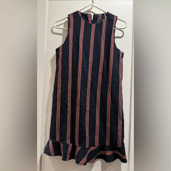 Zara Trafaluc Navy and Red Striped Mini Dress‎ Size Small - Image 2