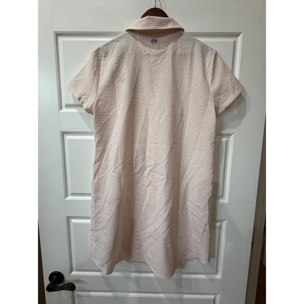 Renwick Sport Pink Stripe Seersucker Court Dress Large Tennis Preppy Coastal - Image 6