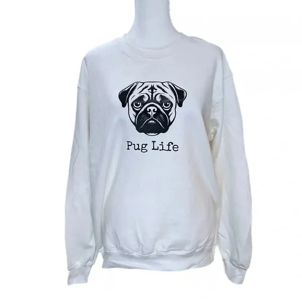 Gildan Pug Life Dog Funny Fleece Oversized Sweatshirt Pull Over Crew Neck - Image 2