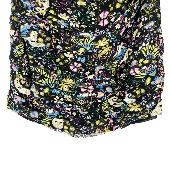 ZARA Floral Mini Dress Large Ruched Bodycon Halter Sweetheart Paisley Print - Image 10
