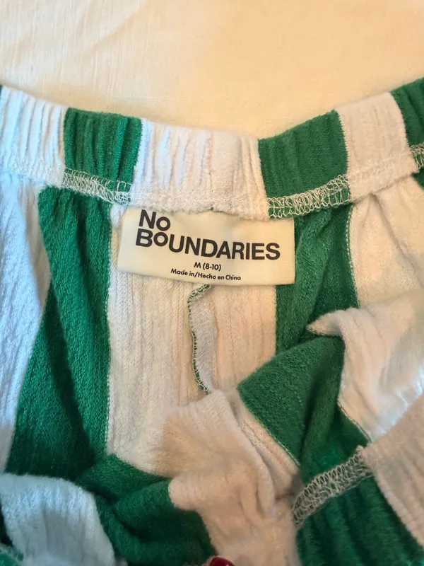 No Boundaries Green White Striped Terry Cloth Shorts M 8-10 - Image 2